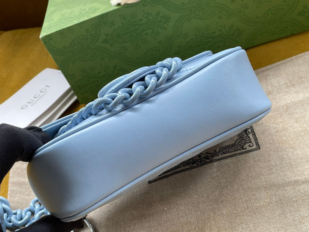 マーモント ミニハンドバッグ 16インチ ブルーパステルカーフスキン