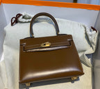 KELLY MINI 20 BAG IN CHOCOLATE BROWN SMOOTH CALFSKIN WITH GOLD HARDWARE (MADE-TO-ODER)