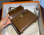 KELLY MINI 20 BAG IN CHOCOLATE BROWN SMOOTH CALFSKIN WITH GOLD HARDWARE (MADE-TO-ODER)