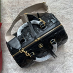 MATELASSÉ TOP HANDLE BAG 31 IN BLACK EMBOSSED CALFSKIN GOLD HARDWARE