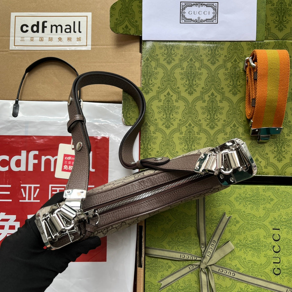 アタッシュ ミニバッグ 23 ベージュGG＆ブラウントリムカーフスキン