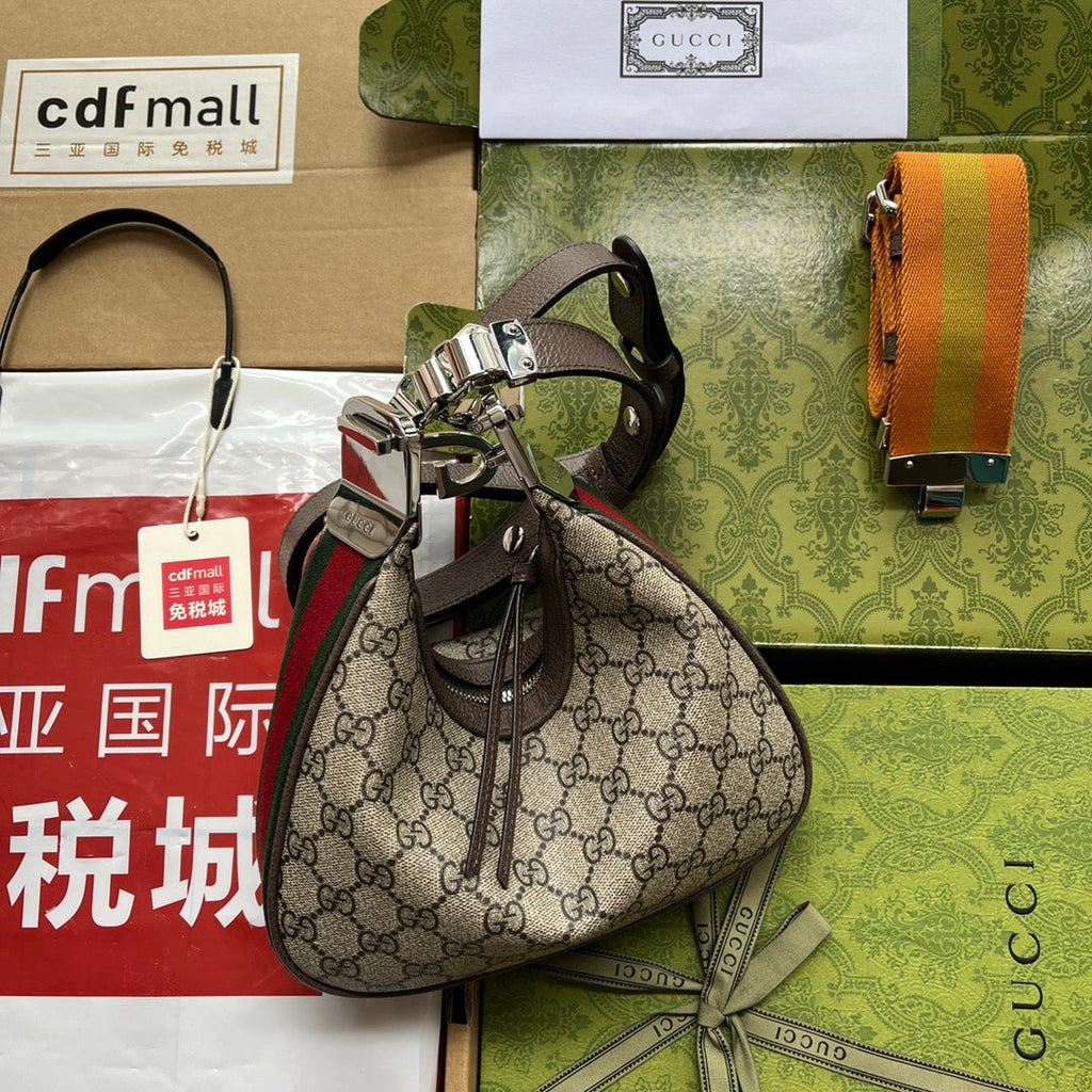 アタッシュ ミニバッグ 23 ベージュGG＆ブラウントリムカーフスキン