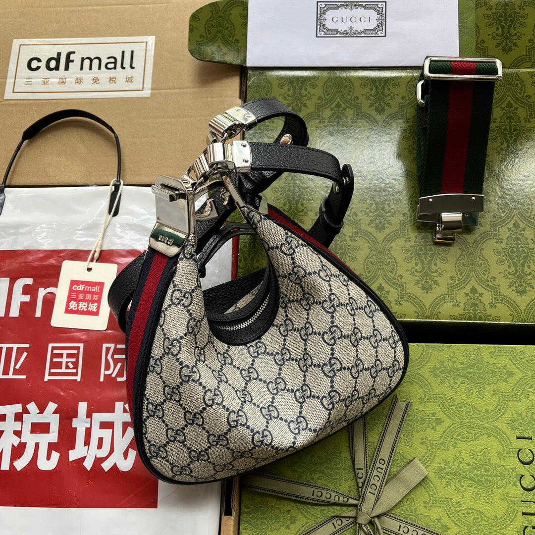 アタッシュ ミニバッグ 23 ベージュGG＆ダークブルーカーフスキン