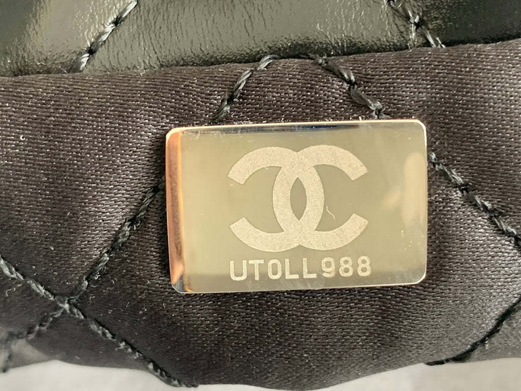 CCラージ42ハンドバッグ（ブラック、シャイニーカーフスキン、シルバー金具）