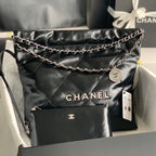 CC ミディアム 37 ハンドバッグ（ブラック、シャイニーカーフスキン、シルバー金具）