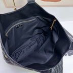 ICARE 58 MAXI SHOPPING BAG IN BLACK LAMBSKIN GOLD-TONE METALLIC