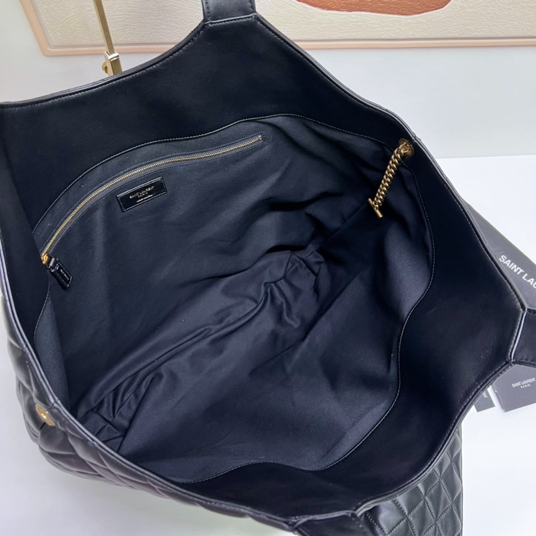 ICARE 58 マキシショッピングバッグ（ブラックラムスキン、ゴールドトーンメタリック）