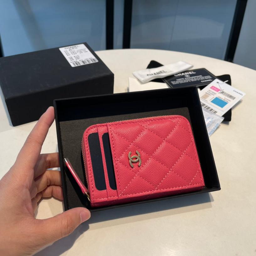 CC ジップ付きコインパース 11 レッド ピンク グレインカーフスキン