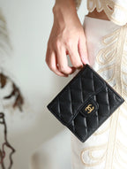 CCフラップカードホルダー 11.5 ブラック グレインカーフスキン ゴールドアイコン