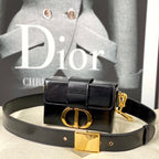 モンテーニュ 19 ハンドバッグ（ブラックカーフスキン）