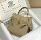 KELLY MINI 20 BAG IN TAN BROWN CALFSKIN WITH GOLD HARDWARE (MADE-TO-ODER)
