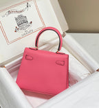 KELLY MINI 20 BAG IN WATERMELON PINK CALFSKIN WITH GOLD HARDWARE (MADE-TO-ODER)