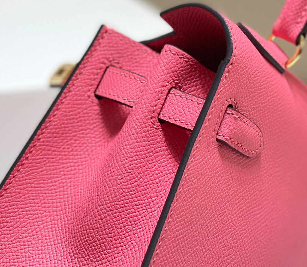 KELLY MINI 20 BAG IN WATERMELON PINK CALFSKIN WITH GOLD HARDWARE (MADE-TO-ODER)