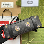 タイガープリント メッセンジャーバッグ 28 ブラックキャンバス＆レザートリム