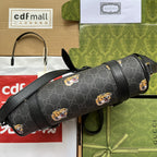 タイガープリント メッセンジャーバッグ 28 ブラックキャンバス＆レザートリム