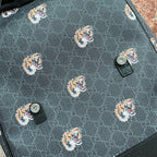 タイガープリント ミディアム バックパック 43 ブラック キャンバス＆レザートリム