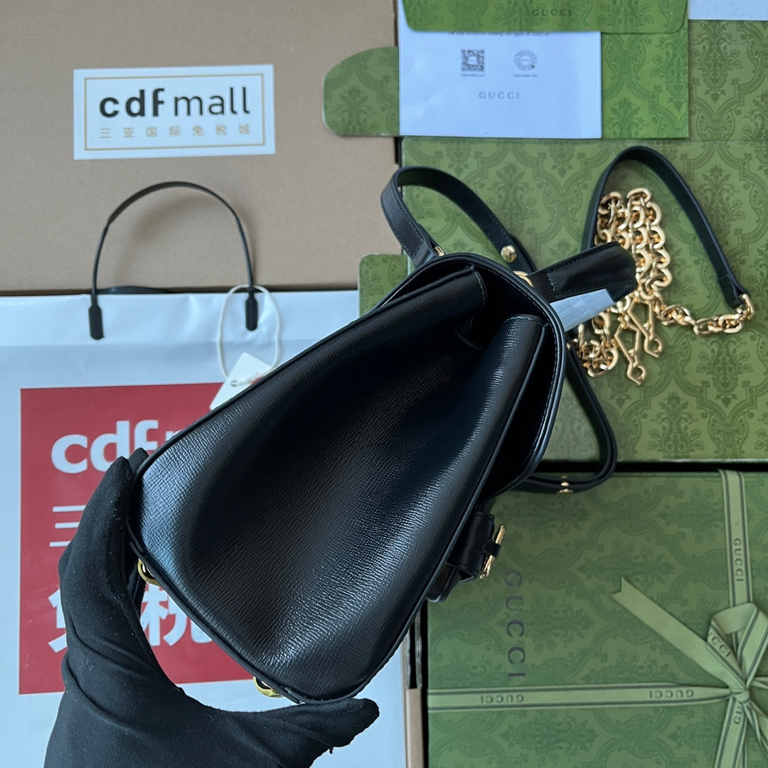 ホースビット 1955 ミディアム トップハンドルバッグ 29インチ ブラック カーフスキン ゴールド金具