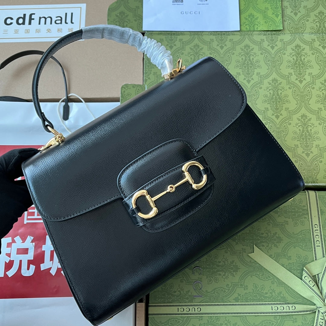 ホースビット 1955 ミディアム トップハンドルバッグ 29インチ ブラック カーフスキン ゴールド金具