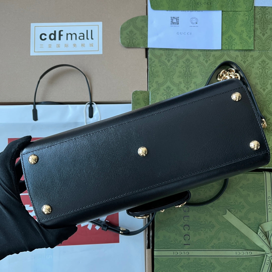 ホースビット 1955 ミディアム トップハンドルバッグ 29インチ ブラック カーフスキン ゴールド金具