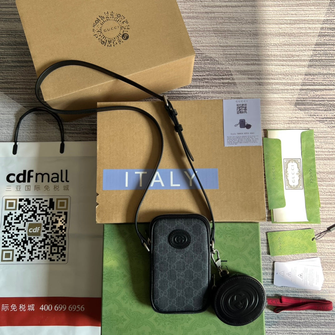 ミニバッグ 17 ブラックカーフスキン＆キャンバス