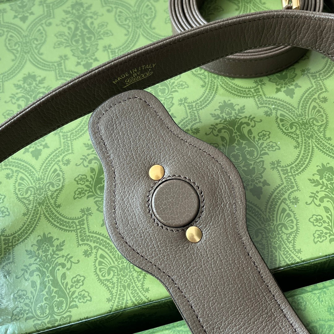 ミディアムショルダーバッグ 39インチ コーヒーカーフスキン ゴールド金具