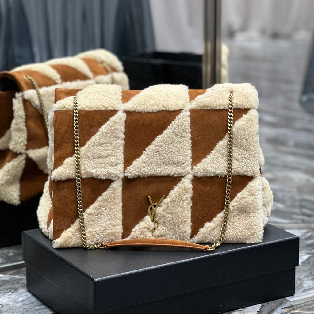 ジェイミー 4.3 ラージバッグ 38インチ ブラウンスエードミックスベージュシアリングゴールド金具