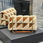 ジェイミーバッグ 25インチ ブラウンスエードミックスベージュシアリングゴールド金具