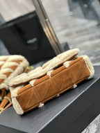 ジェイミーバッグ 25インチ ブラウンスエードミックスベージュシアリングゴールド金具