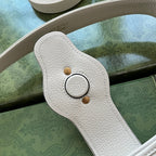 ミディアムショルダーバッグ 39インチ ホワイトカーフスキン ゴールド金具