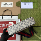 オフィディア スモール ショルダーバッグ 25 ベージュ キャンバス＆ブラック ラムスキン ゴールド金具