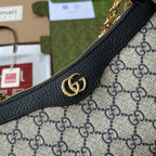 オフィディア スモール ショルダーバッグ 25 ベージュ キャンバス＆ブラック ラムスキン ゴールド金具