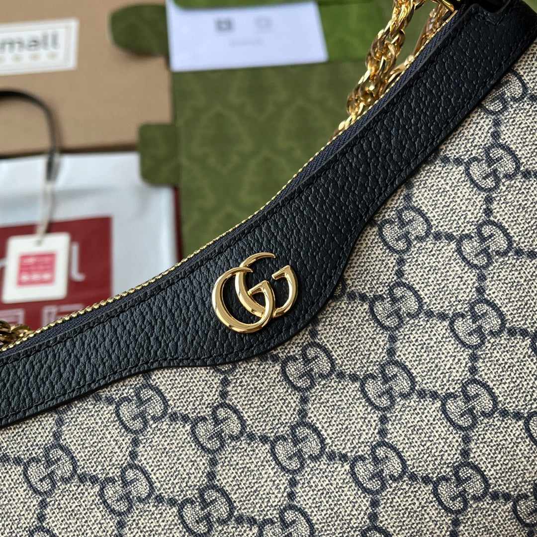 オフィディア スモール ショルダーバッグ 25 ベージュ キャンバス＆ブラック ラムスキン ゴールド金具