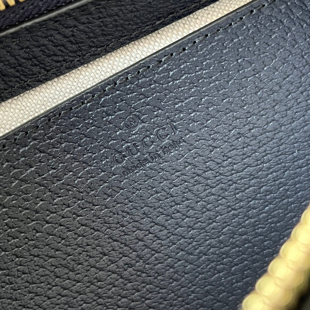 オフィディア スモール ショルダーバッグ 25 ベージュ キャンバス＆ブラック ラムスキン ゴールド金具