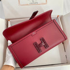 JIGE ELAN 29 CLUTCH IN CHERRY RED CALFSKIN WITH WINE RED LIZARD SKIN (MADE-TO-ODER)