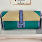 JIGE ELAN 29 CLUTCH IN TEAL GREEN CALFSKIN WITH ROYAL BLUE LIZARD SKIN (MADE-TO-ODER)