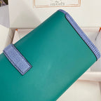 JIGE ELAN 29 CLUTCH IN TEAL GREEN CALFSKIN WITH ROYAL BLUE LIZARD SKIN (MADE-TO-ODER)