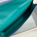 JIGE ELAN 29 CLUTCH IN TEAL GREEN CALFSKIN WITH ROYAL BLUE LIZARD SKIN (MADE-TO-ODER)