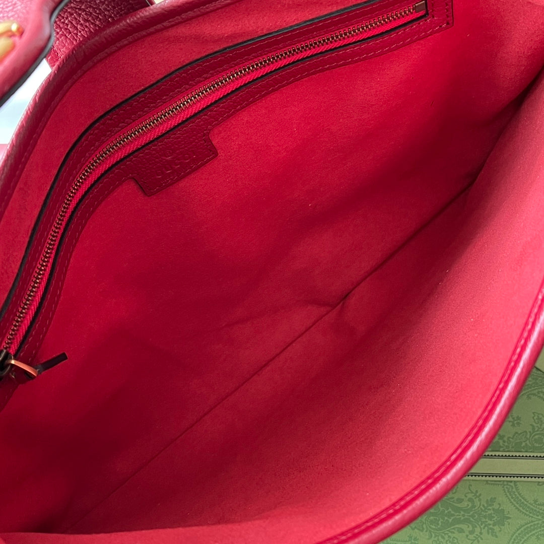 ミディアムショルダーバッグ 39インチ レッドカーフスキン ゴールド金具