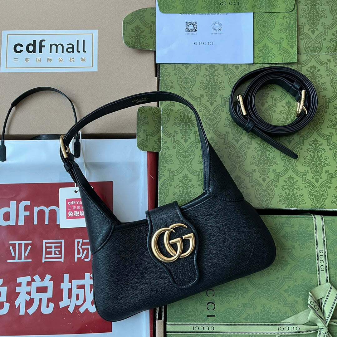 アフロディーテ スモール ショルダーバッグ 27インチ ブラック カーフスキン ゴールド金具