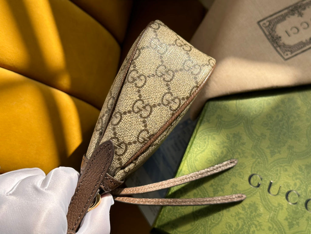 オフィディア GG スモール 25 ハンドバッグ ベージュ＆エボニー シュプリーム キャンバス