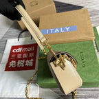 GGホースビット 1955 バッグ 24 ホワイトキャンバス＆ベージュカーフスキン