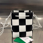 スモールカセットバケット 18インチ ホワイトミックスブラックカーフスキン