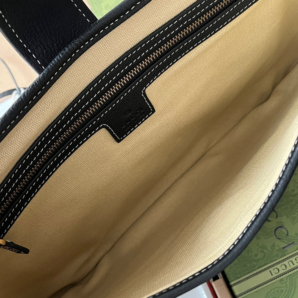 ミディアムショルダーバッグ 39インチ ベージュキャンバスミックス ブラックカーフスキン ゴールド金具