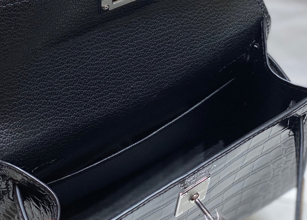 エルメス 25S ミニ ケリー 19 ブラック カーフスキン シルバー金具