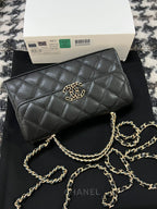 CC KELLY 18 バッグ（ブラックカーフスキン、ゴールド金具付き）