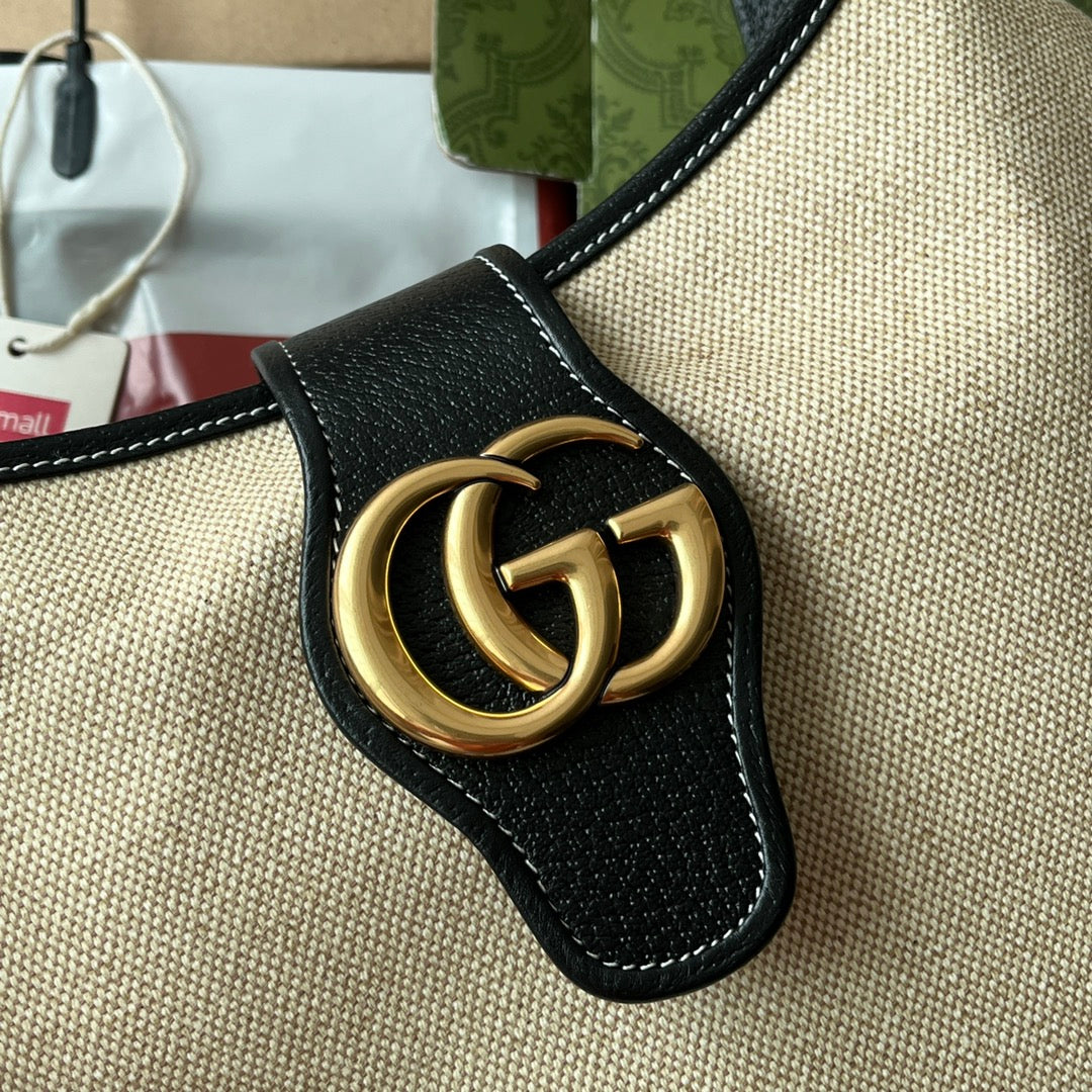 ミディアム アフロディーテ 39 バッグ（ベージュ キャンバス、ブラック カーフスキン、ゴールド金具）