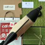 MEDIUM APHRODITE 39 BAG IN BEIGE CANVAS AND BLACK CALFSKIN GOLD HARDWARE