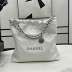 CCラージ42ハンドバッグ（ホワイトカーフスキン、シルバー金具）