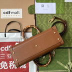 ダイアナ ミディアム トートバッグ 27インチ ブラウン カーフスキン バンブーハンドル