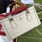 DIANA BAMBOO SHOULDER BAG 27 IN WHITE CALFSKIN GOLD HARDWARE
